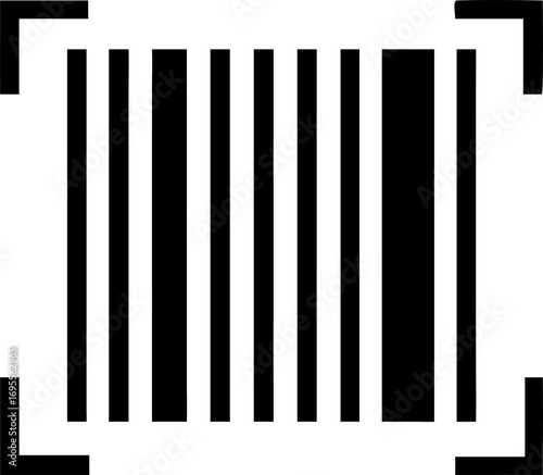 Flat design barcode symbol with horizontal stripes and code elements
