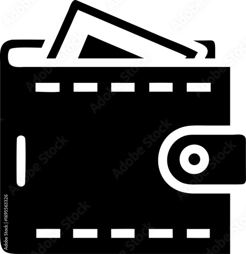 black wallet with money, simple icon clip art preview