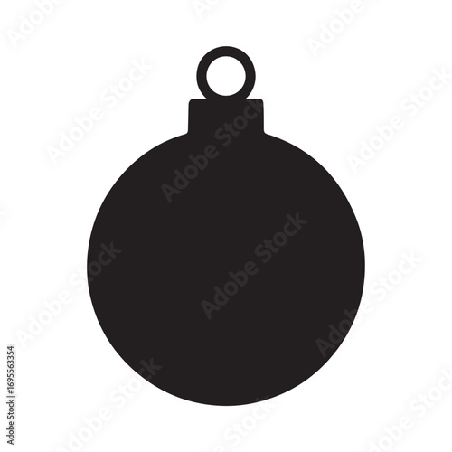 black silhouette christmas ball decoration on white background