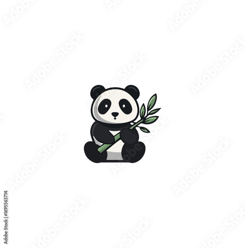 Cute panda eating bamboo