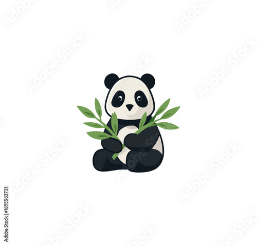 Cute panda eating bamboo