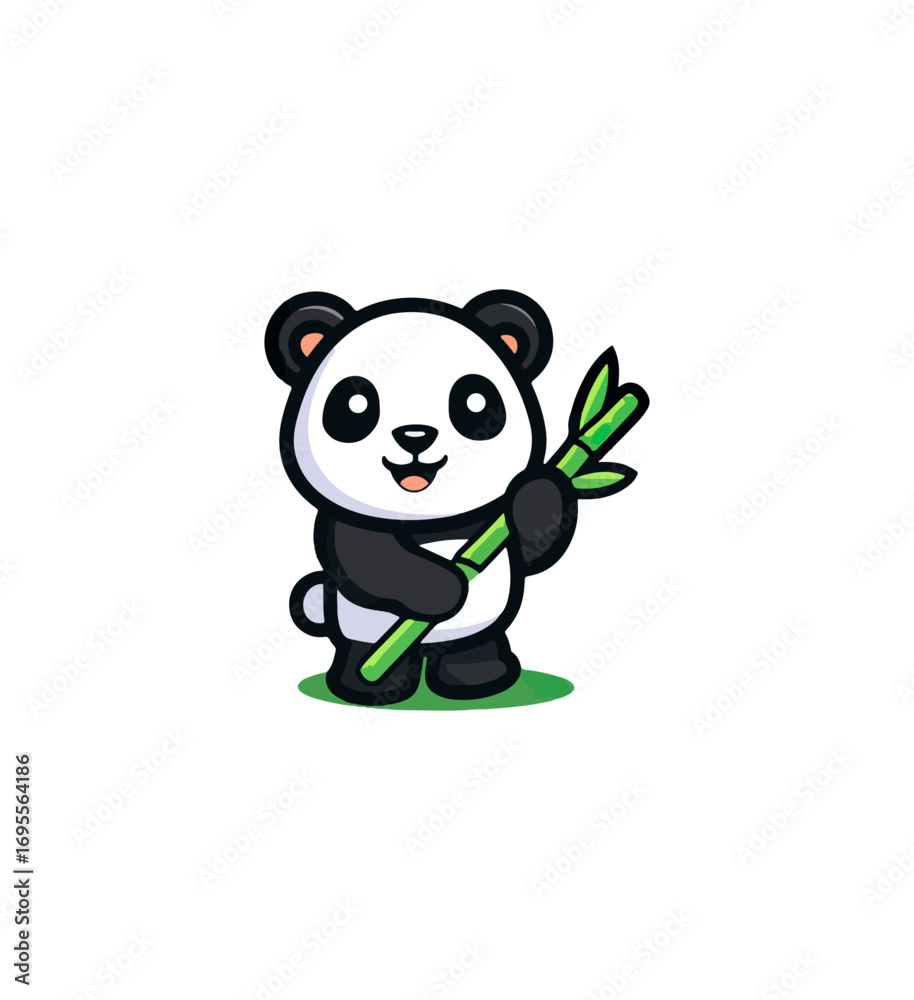 Fototapeta premium Cute panda with bamboo