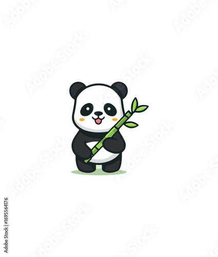 Cute panda with bamboo