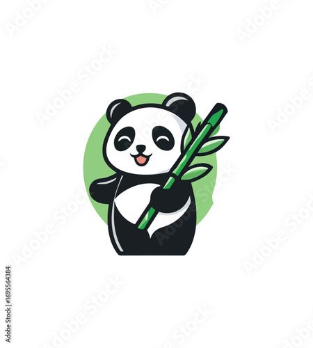 Cute panda with bamboo