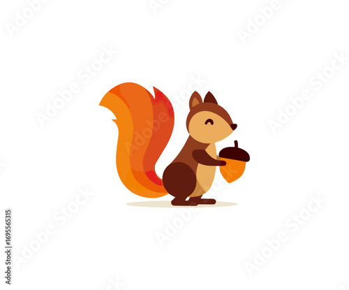 Cute squirrel holding acorn