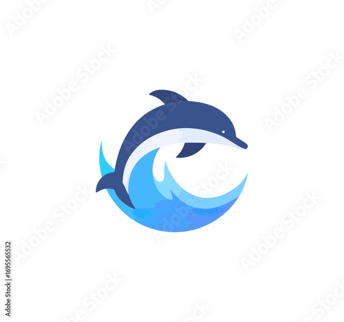 Dolphin jumping over wave