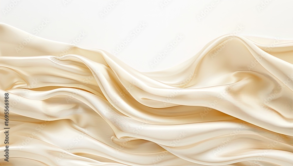 Obraz premium Elegant flowing silk fabric in soft cream tones, creating a serene and luxurious backdrop