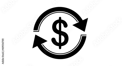 Dynamic financial exchange icon representing continuous money flow and seamless currency transaction for business and investment concepts, illustrating financial operations
