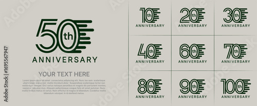 Anniversary logo type set with double line number. green color can be use special moment