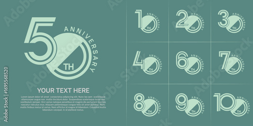 Anniversary logo type set with double line number. green color can be use special moment