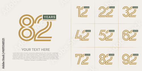 Anniversary logo type set with double line number. brown and green color can be use special moment