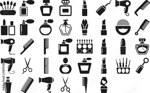 Professional beauty and styling icons for modern salon and cosmetic branding needs