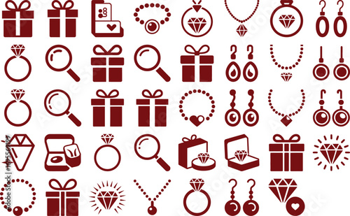 Sparkling diamond jewelry icons celebrate luxury, gifts, and the thrill of finding perfect treasures.