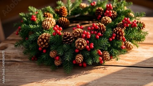 christmas decoration on a wooden background