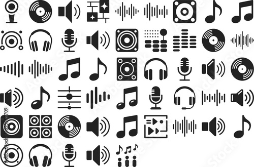 Dynamic audio icons capture music creation, sound editing, and listening experiences.