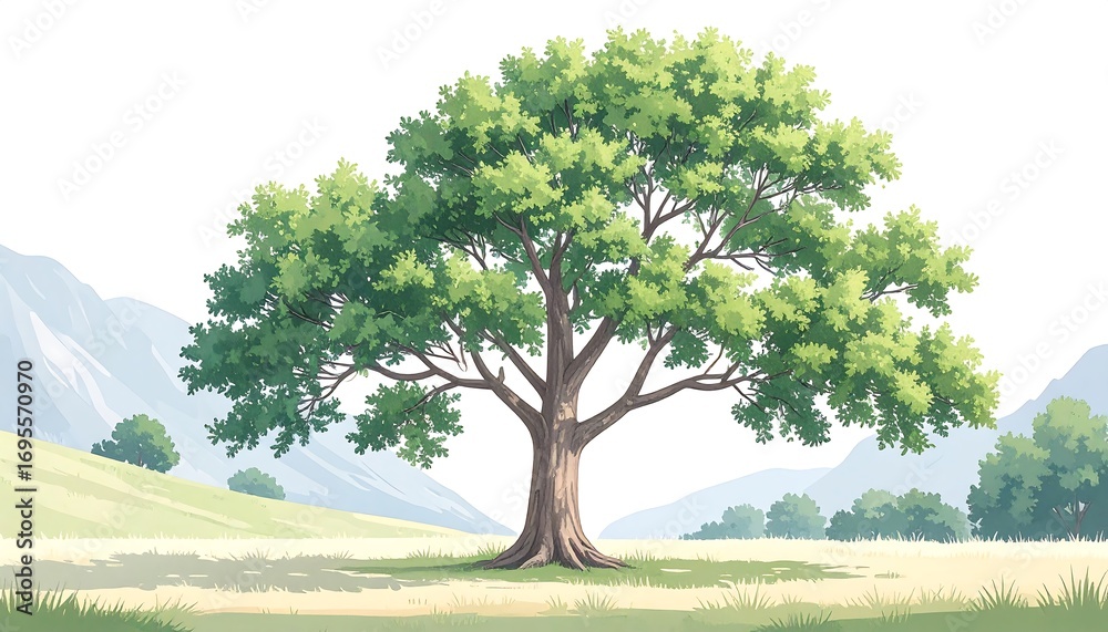 Fototapeta premium Lush tree in a valley landscape