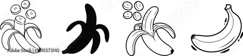 Set of banana, vector illustration.