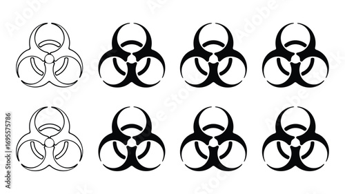 Vector art of a seamless pattern of biohazard symbols, creating a repetitive and visually striking design for backgrounds