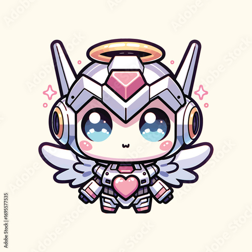 Kawaii Angel Mecha Chibi Illustration