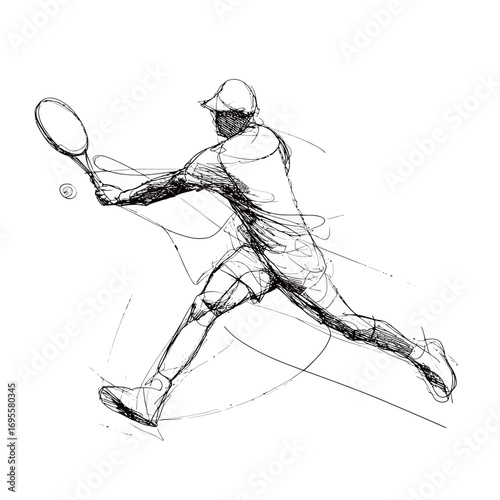 A skilled athlete focuses on a tennis ball, preparing to strike with precision while showcasing dynamic movement on the court.