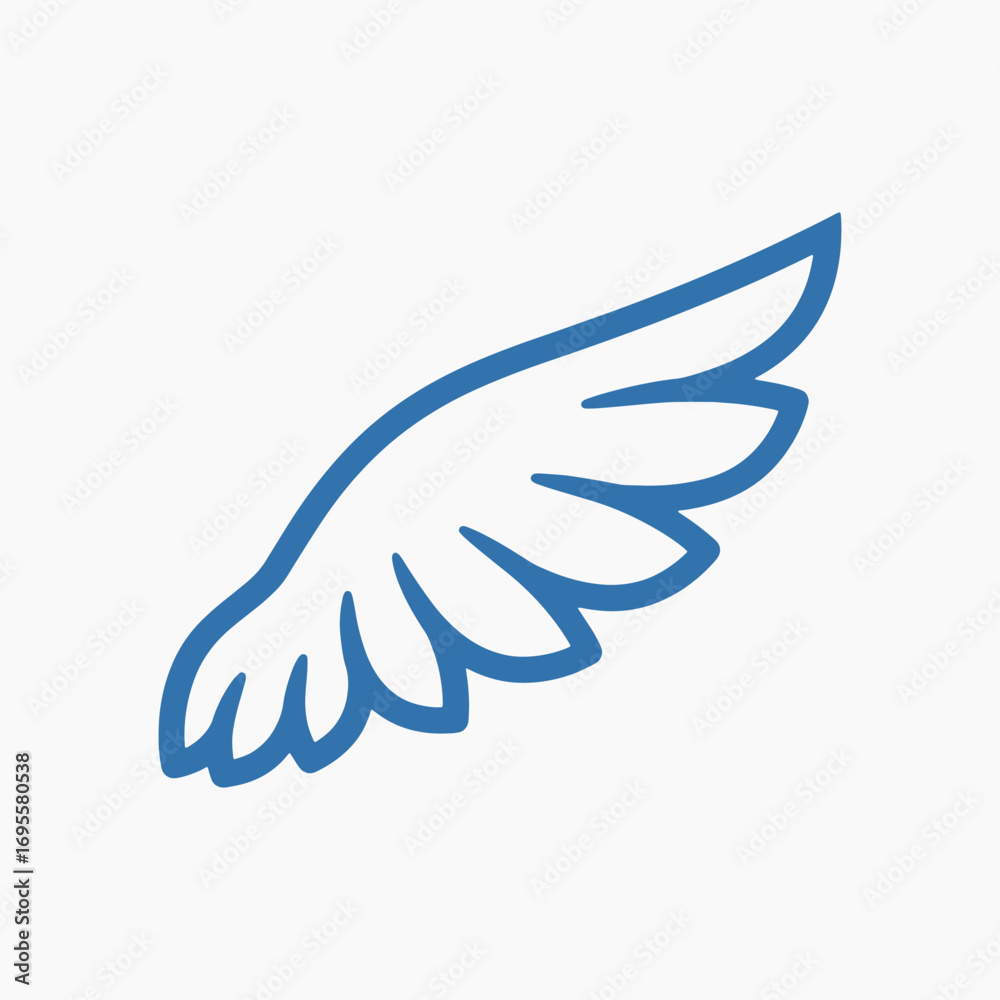 Obraz premium The flat design concept for winged bird . The wing is the main focus of the image.