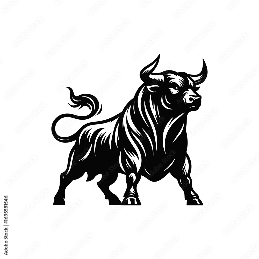 Fototapeta premium vector drawing of bull bison angry 