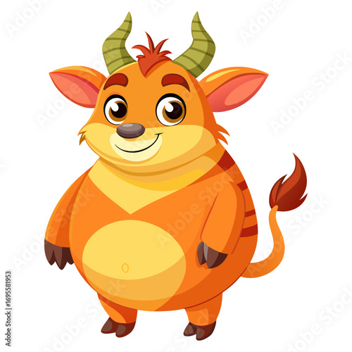 A vibrant 3D render of a cheerful, chubby Antelope cartoon character focusing on its stomach.