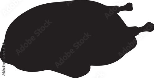 Roasted Turkey Silhouette Isolated on White Background for Thanksgiving and Holiday Celebrations Vector Illustration Design Graphic Element