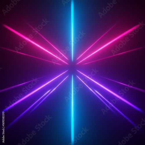Neon light burst with pink and blue colors