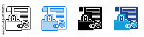 Taxes icon set multiple style collection