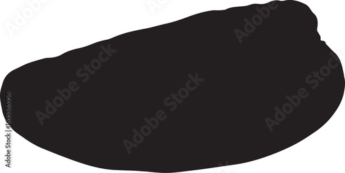 Black silhouette of a mussel or clam shell against a white background perfect for design elements and nautical themes featuring minimal design and seafood concept