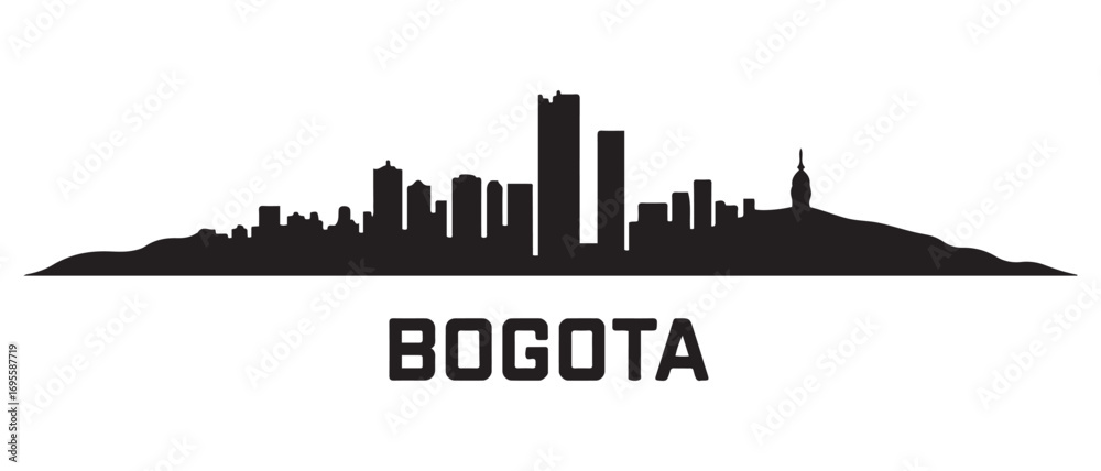 Obraz premium Bogota skyline silhouette. Landscape Bogota, Colombia. Vector illustration. Vector black silhouette. with white background