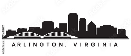 Arlington, Virginia skyline silhouette. Black Baton Rouge city design. Vector black silhouette. with white background