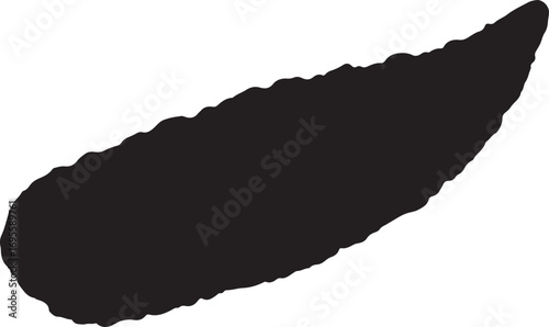 Abstract Black Shape with Rough Edges on White Background for Graphic Design and Creative Projects with Minimalist Modern Appeal and Versatile Applications for Various Design Concepts