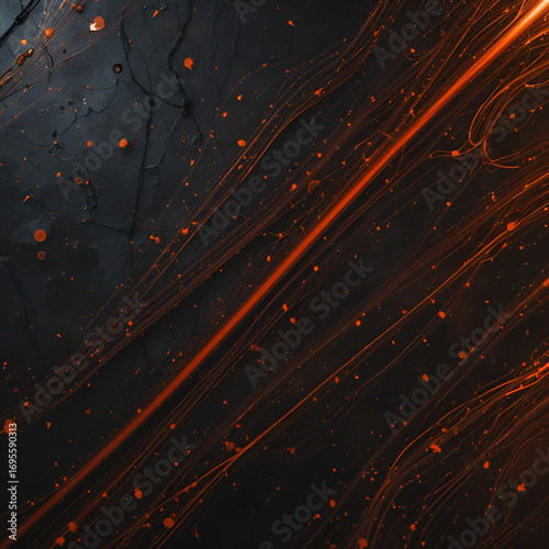 A black and orange background with a red line