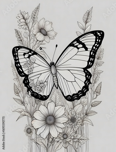 Wallpaper Mural A close-up view of a black and white swallowtail butterfly on a yellow flower captures the delicate beauty of this insect's patterned wings in nature Torontodigital.ca