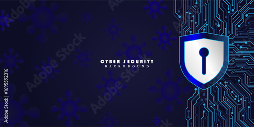 Cybersecurity and data protection template background vector