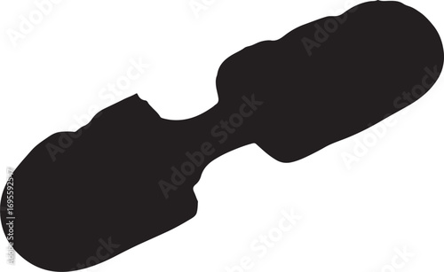 Black silhouette of dumbbell shape on a white background perfect for fitness designs and sports related projects providing a simple yet impactful visual element for various creative applications