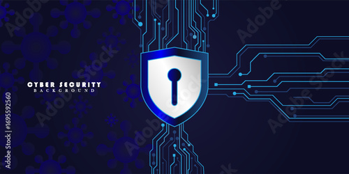 Cybersecurity and data protection template background vector