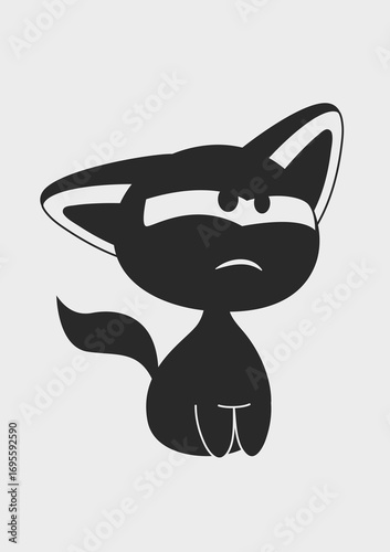 Angry black and white cat. The cat pressed his ears and looks angrily.