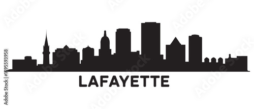 Lafayette skyline silhouette. Black Lafayette city design. Vector black silhouette. with white background
