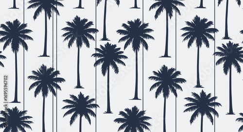 Seamless vector pattern with palm trees silhouette for summer vacation design themes