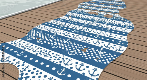 Stylish nautical themed runner rug design for indoor or outdoor spaces with maritime flair