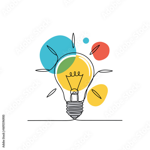 Bright idea concept with colorful design, unleash creativity and innovation, inspire new solutions now