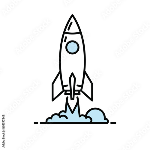 Bold rocket launch illustration symbolizing business startup and success with rising smoke plumes