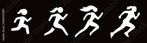 Silhouettes illustrate different running postures, capturing the motion and energy of athletes in action against a black backdrop, emphasizing speed and agility.