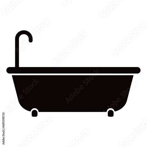 black and white silhouette of a Bathtub vector on a white background