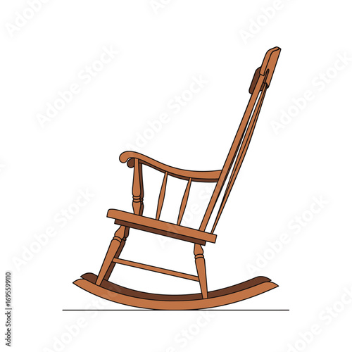 Classic wooden rocking chair evokes a sense of cozy comfort and nostalgic charm for quiet contemplation