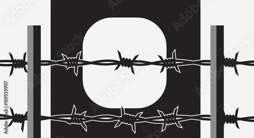 Graphic representation of restriction and boundary: barbed wire art for conceptual design