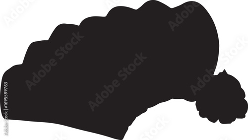 Abstract Black Shape on White Background with Rounded Peaks and Dimpled Lower Section Creating a Dramatic Contrast in Simple Minimalism